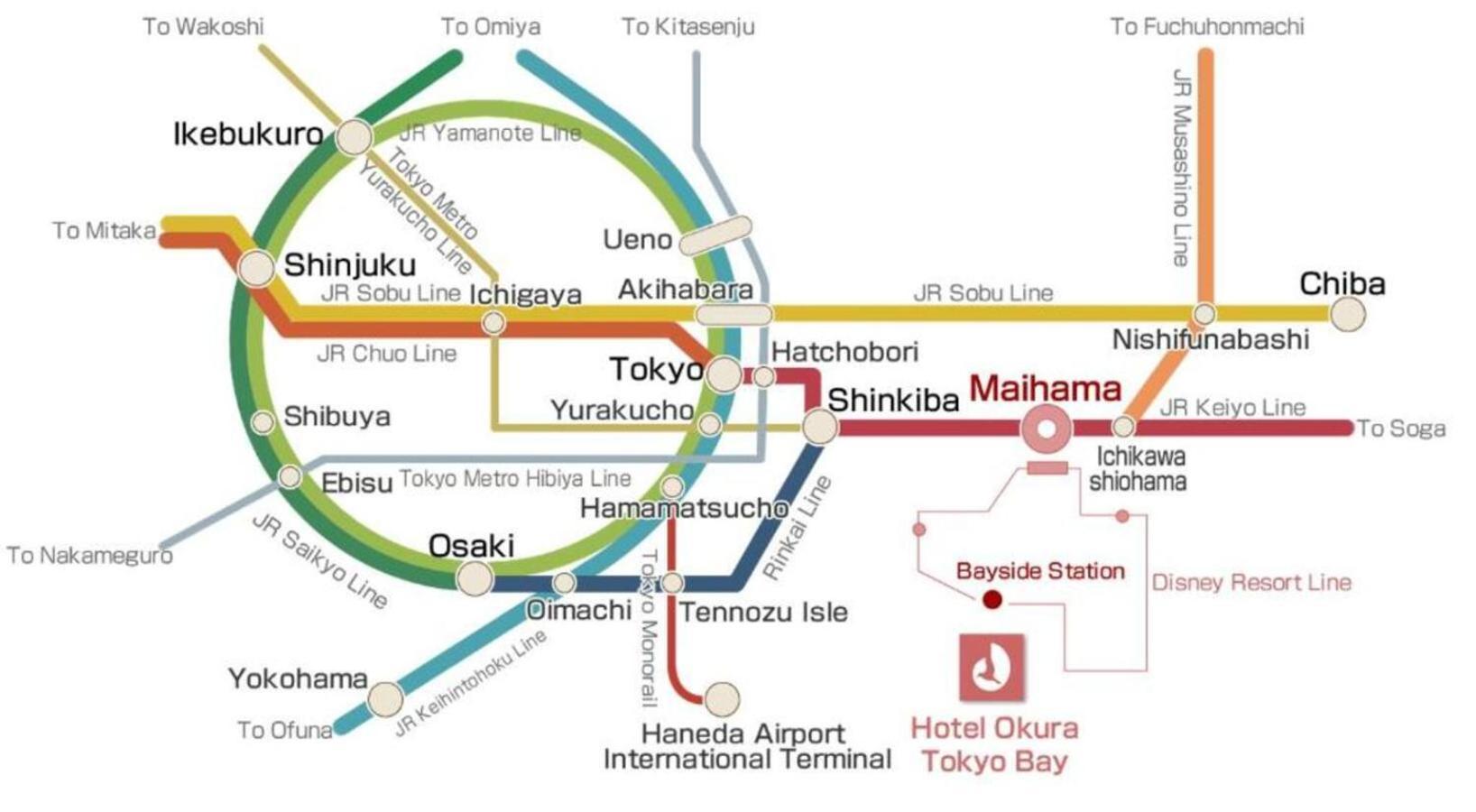 Hotel Okura Tokyo Bay Urayasu Exteriör bild Location of the hotel